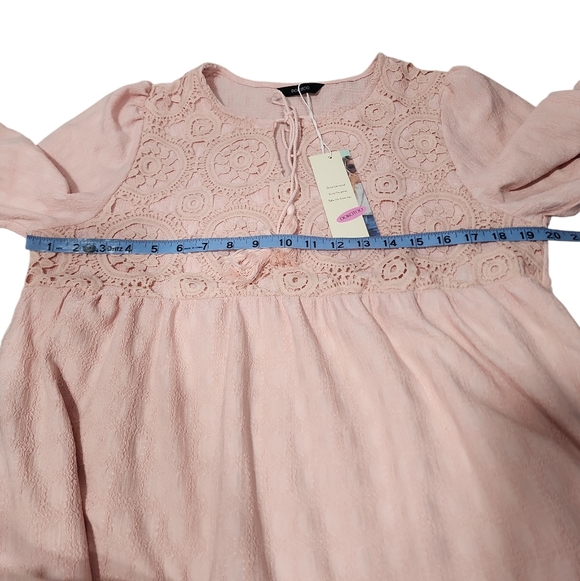 Dokotoo Pink Lace Boho Summer Elbow Sleeves Dress. M - Picture 8 of 15